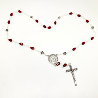 Red Holy Face Crystal Chaplet Beads and Prayers - Unique Catholic Gifts