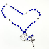 Blue Holy Face Crystal Chaplet Beads and Prayers ( No Box ) - Unique Catholic Gifts