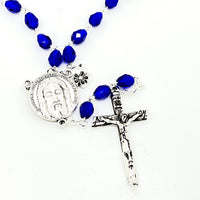Blue Holy Face Crystal Chaplet Beads and Prayers ( No Box ) - Unique Catholic Gifts