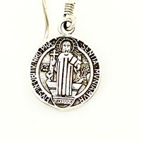 St. Benedict Sterling Silver Earrings.Earrings 1/2" - Unique Catholic Gifts