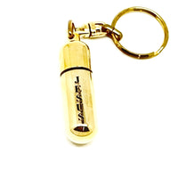 Frankincense and Myrrh in a Gold Tone  "Jesus" Keychain and Holy Oil Holder - Unique Catholic Gifts