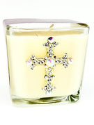 Myrrh Jeweled Cross Candle Gold 3 1/2" - Unique Catholic Gifts