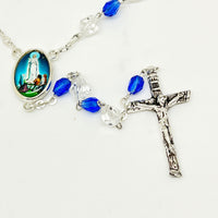 Our Lady of Fatima Blue and Clear Crystal Rosary - Unique Catholic Gifts