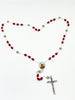 St. Michael Chaplet Silver with Ruby Red Crystal Beads - Unique Catholic Gifts