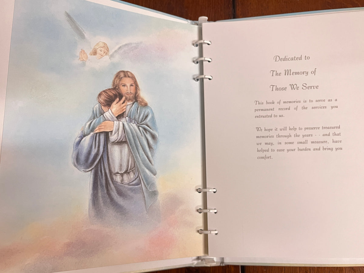 The Embrace of Jesus Memorial Funeral Book ( English) - Unique Catholic Gifts