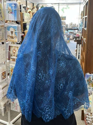 Arabic Blue Sarah Half Circle Lace Mantilla Chapel Spanish Veil 61