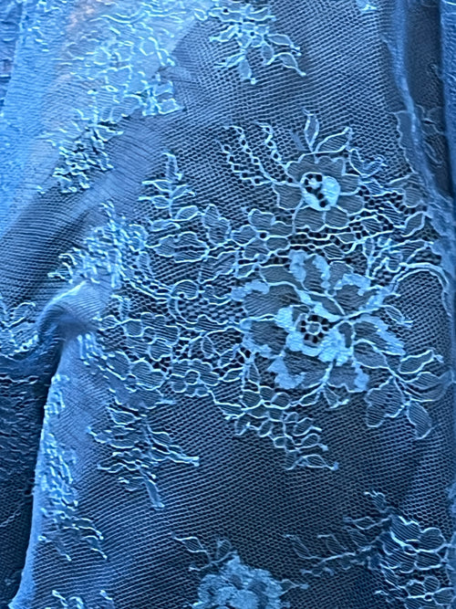 Arabic Blue Sarah Half Circle Lace Mantilla Chapel Spanish Veil 61" - Unique Catholic Gifts