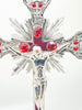 Silver and Red Standing Crucifix 9 1/2" - Unique Catholic Gifts