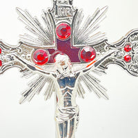Silver and Red Standing Crucifix 9 1/2" - Unique Catholic Gifts