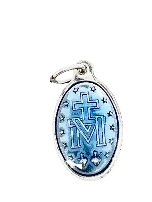 Soft Blue Enamel Miraculous Medal from Lourdes 3/4" - Unique Catholic Gifts