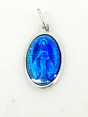 Indigo Blue Enamel Miraculous Medal from Lourdes 3/4