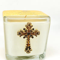 Frankincense Jeweled Cross Candle  3 1/2" - Unique Catholic Gifts