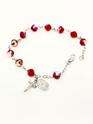 Austrian Crystal Ruby Rosary Bracelet 7MM - Unique Catholic Gifts