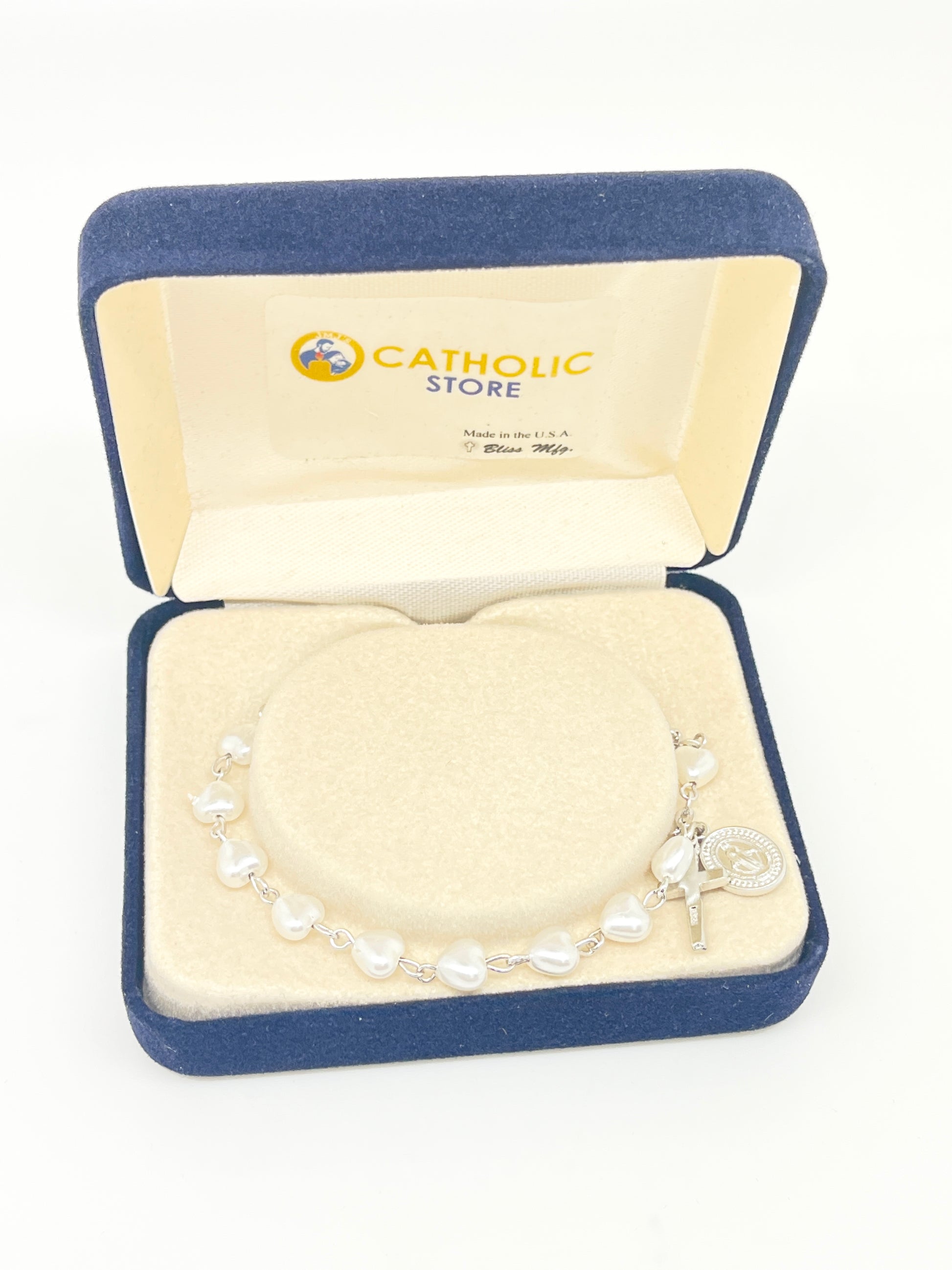 White Heart Rosary Bracelet - Unique Catholic Gifts