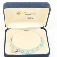 Aqua Rundel Crystal Rosary Bracelet 5MM - Unique Catholic Gifts