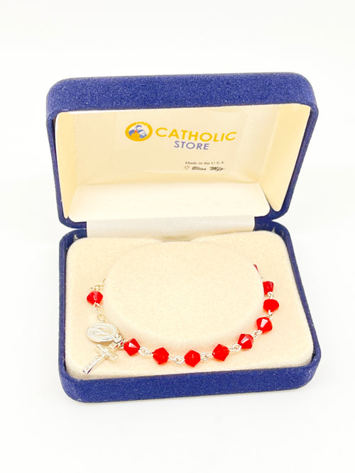 Ruby Rundell Crystal Rosary Bracelet 6MM - Unique Catholic Gifts