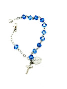 Sapphire Rundell Crystal Rosary Bracelet 6MM - Unique Catholic Gifts