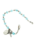 Aqua Rundel Crystal Rosary Bracelet 6MM - Unique Catholic Gifts