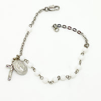 Petite White  Rosary Bracelet 4MM - Unique Catholic Gifts
