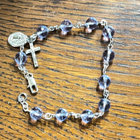Lavendel Rundell Crystal Rosary Bracelet 7MM - Unique Catholic Gifts