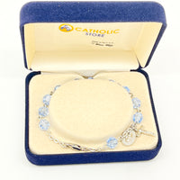 Austrian Crystal Sapphire Rosary Bracelet 7MM - Unique Catholic Gifts