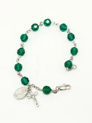 Austrian Crystal Emerald  Rosary Bracelet 7MM - Unique Catholic Gifts
