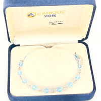 Aqua Crystal Rosary Bracelet 5MM - Unique Catholic Gifts