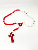 Red and White Divine Mercy Wood Rosary - Unique Catholic Gifts