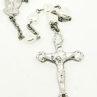 Madonna White Heart  Bead Rosary 6mm - Unique Catholic Gifts