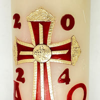 Alpha Omega Pascual Candle Cirio Candle Beeswax (12" x 4") - Unique Catholic Gifts