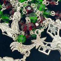 Green and Red Crystal Christmas Rosary 6mm - Unique Catholic Gifts