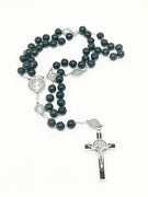 Saint Benedict Italian Black Wood Rosary 8mm - Unique Catholic Gifts