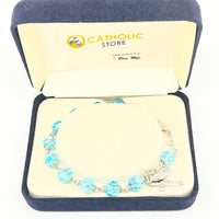 Aqua Crystal Rosary Bracelet 7MM - Unique Catholic Gifts