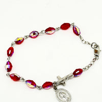 Ruby Austrian Gem Cut Crystal Rosary Bracelet - Unique Catholic Gifts