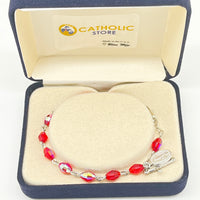 Ruby Austrian Gem Cut Crystal Rosary Bracelet - Unique Catholic Gifts