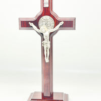 Cherry Wood Standing Crucifix 9 1/2" - Unique Catholic Gifts