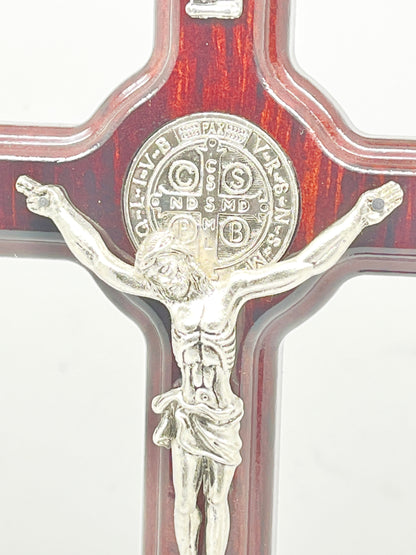 Cherry Wood Standing Crucifix 9 1/2" - Unique Catholic Gifts