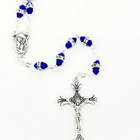 Dark Blue Rosary with Glass Rondelle Beads - Unique Catholic Gifts