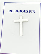 Silver Simple Cross Pin 1" - Unique Catholic Gifts