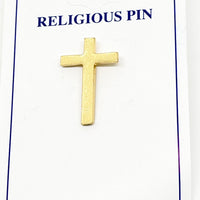 Gold Simple Cross Pin 1" - Unique Catholic Gifts