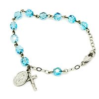 Aqua Crystal Rosary Bracelet 6MM - Unique Catholic Gifts