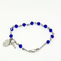 Deep Blue Sapphire Rundell Crystal Rosary Bracelet 6MM - Unique Catholic Gifts