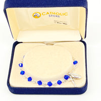 Deep Blue Sapphire Rundell Crystal Rosary Bracelet 6MM - Unique Catholic Gifts