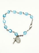 Light Aqua Crystal Rosary Bracelet 7MM - Unique Catholic Gifts