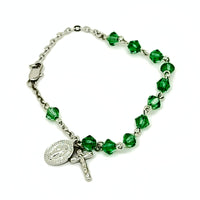 Peridot Rundell Crystal Rosary Bracelet 6MM - Unique Catholic Gifts