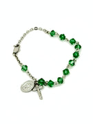 Peridot Rundell Crystal Rosary Bracelet 6MM - Unique Catholic Gifts