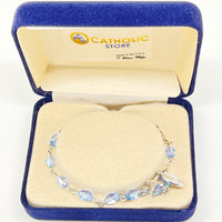 Blue Austrian Crystal Sapphire Rosary Bracelet 6MM - Unique Catholic Gifts