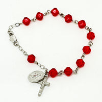 Austrian Crystal Ruby Rosary Bracelet 6MM - Unique Catholic Gifts