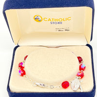 Red Ruby Crystal Rosary Bracelet 7MM - Unique Catholic Gifts