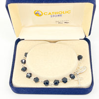 Black Crystal Rosary Bracelet 6MM - Unique Catholic Gifts